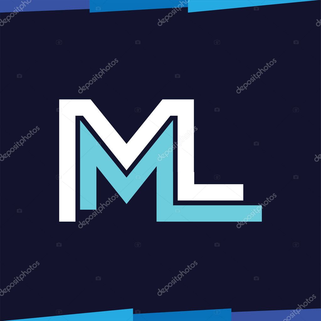 ML Initial Letter Line Logo Vector