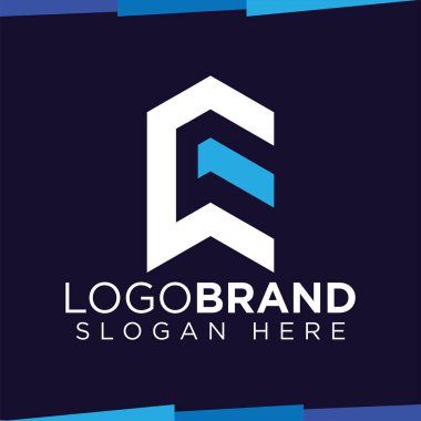 Çatı Logo Simge Vektör şablonu ile E Harfi