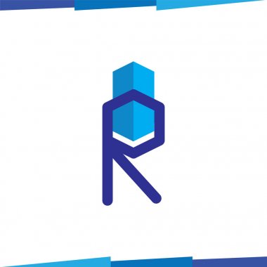 R Harfi altıgen Logo Simge Vektör şablonu, ev logosu