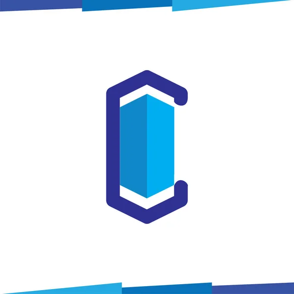 C Carta hexagonal Logo Icono Vector plantilla, logotipo del hogar — Vector de stock