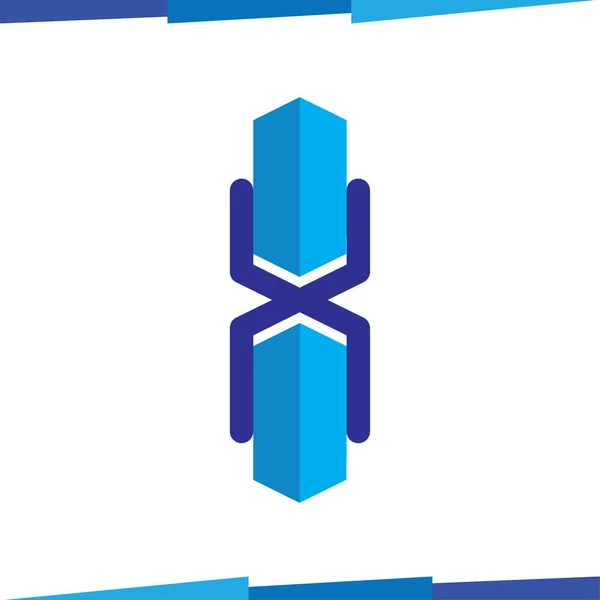 X Carta hexagonal Logo Icono Vector plantilla, logotipo de inicio — Vector de stock