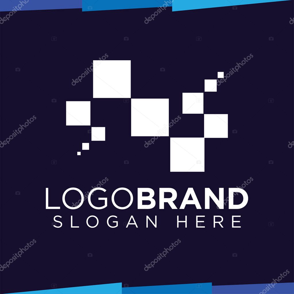 N Dot Square Letter Logo Icon Vector template