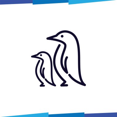 Line Penguin logo vektör şablonu