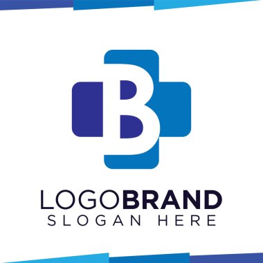 B Initial Letter çapraz tıbbi logo vektör şablonu
