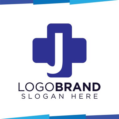 J İlk Harf Tıbbi logo şablonu çapraz