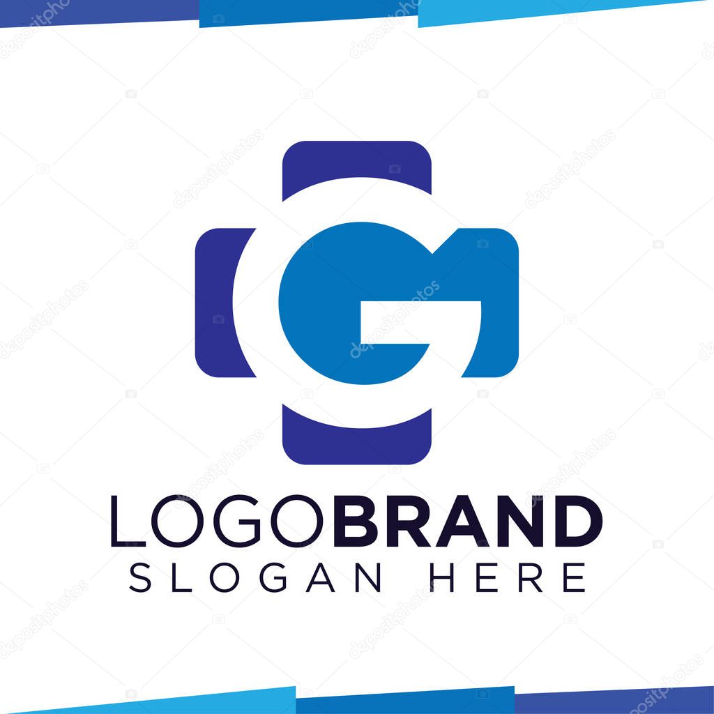 G Initial Letter cross medical logo vector template