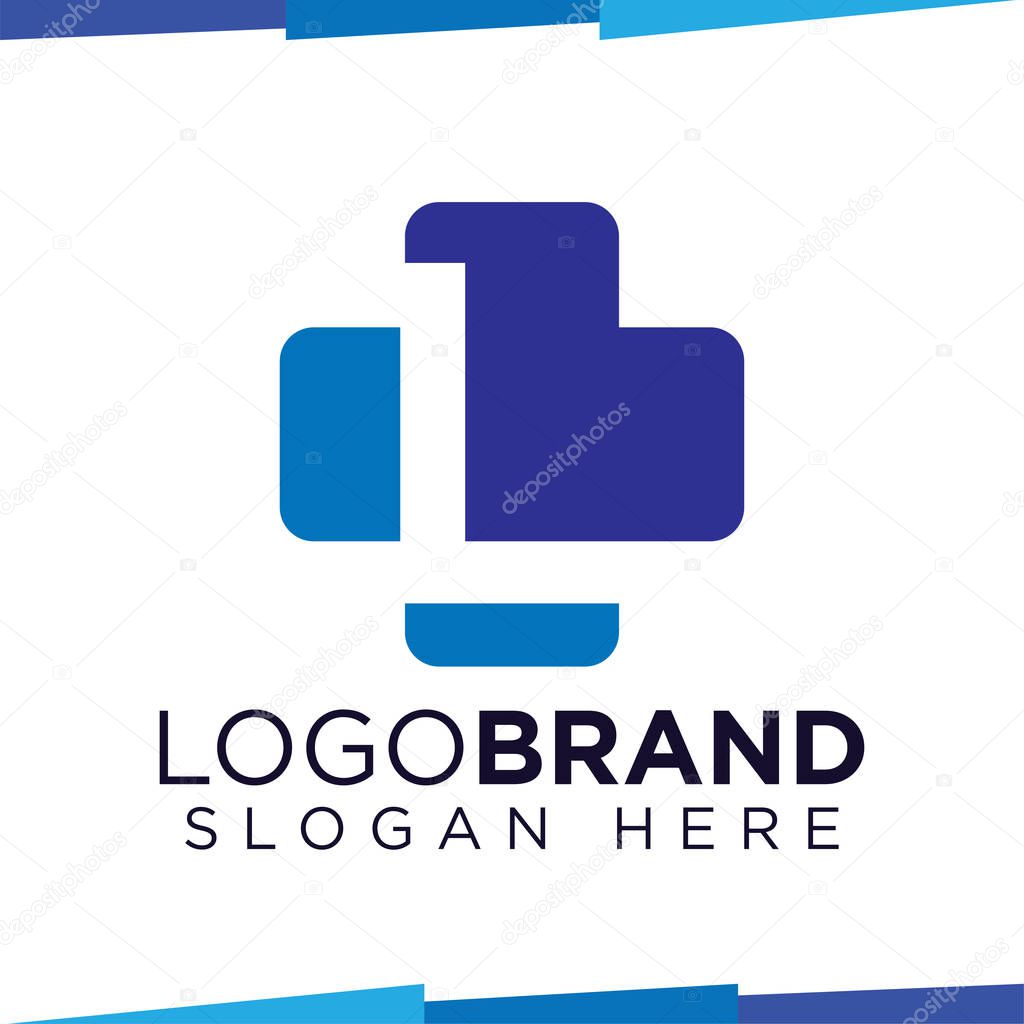 L Initial Letter cross medical logo vector template