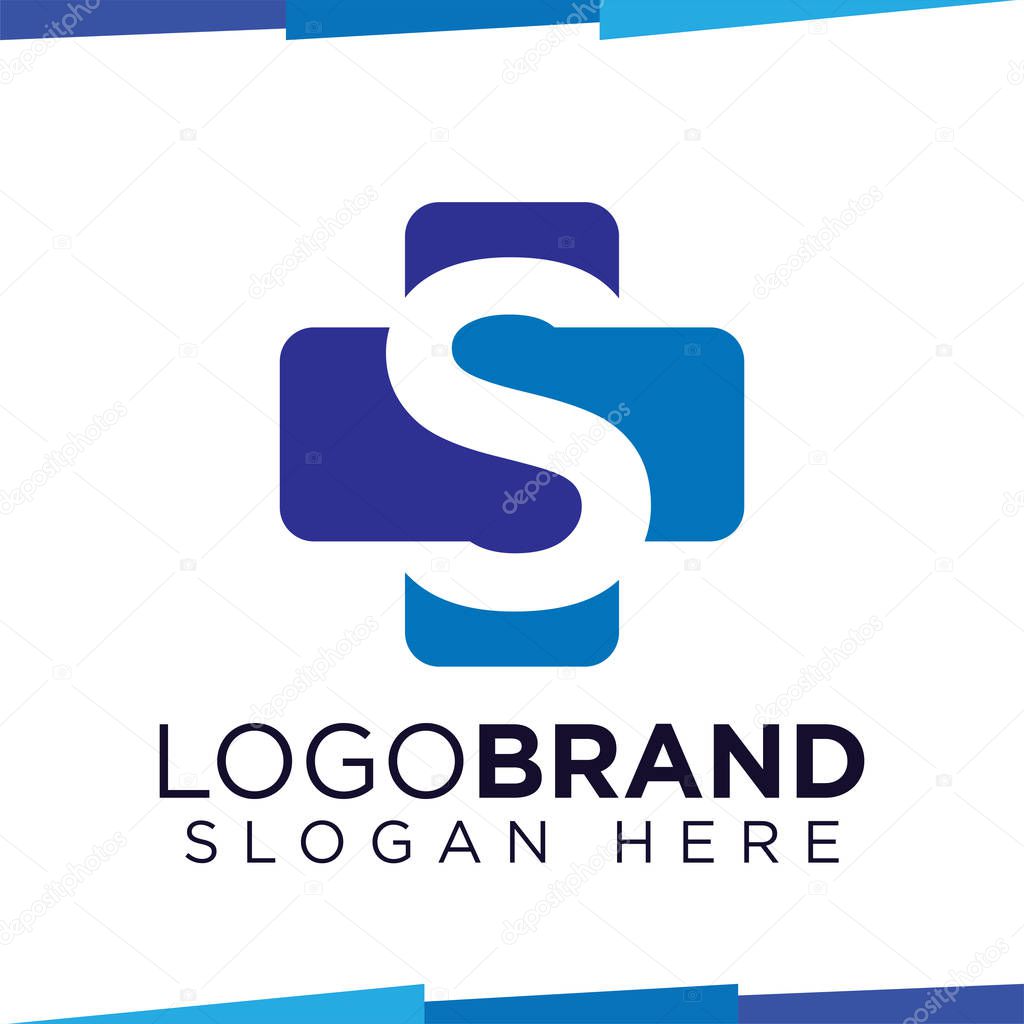 S Initial Letter cross medical logo vector template