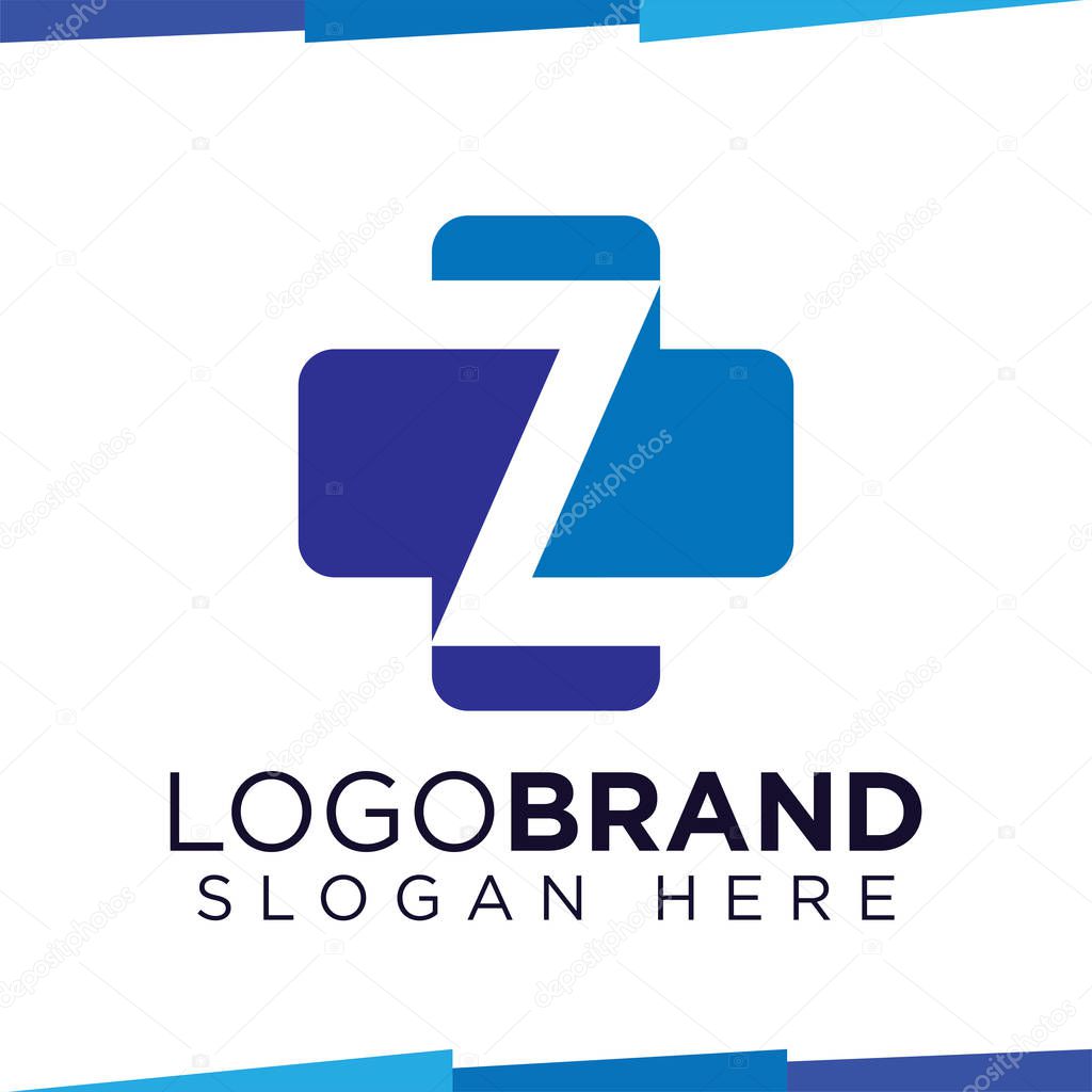Z Initial Letter cross medical logo vector template