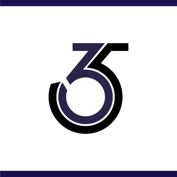 Tres seis y cinco números logo vector — Vector de stock