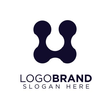 U Letter Connect daire logo vektörü