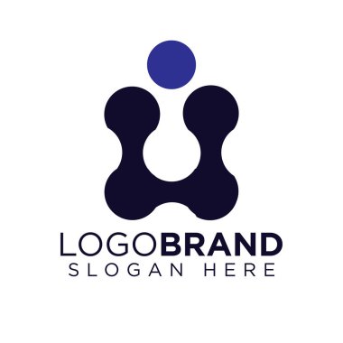 U Letter Connect daire logo vektörü