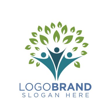 İnsanlar Grubu ve yaprak logo vektörü