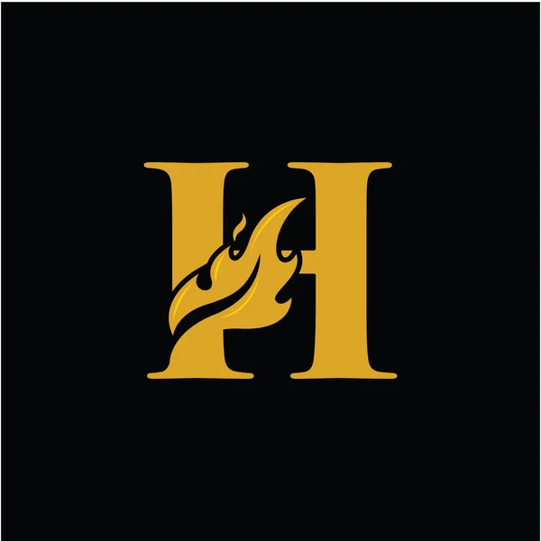 H Lettre avec le vecteur de logo de feu de flamme — Image vectorielle