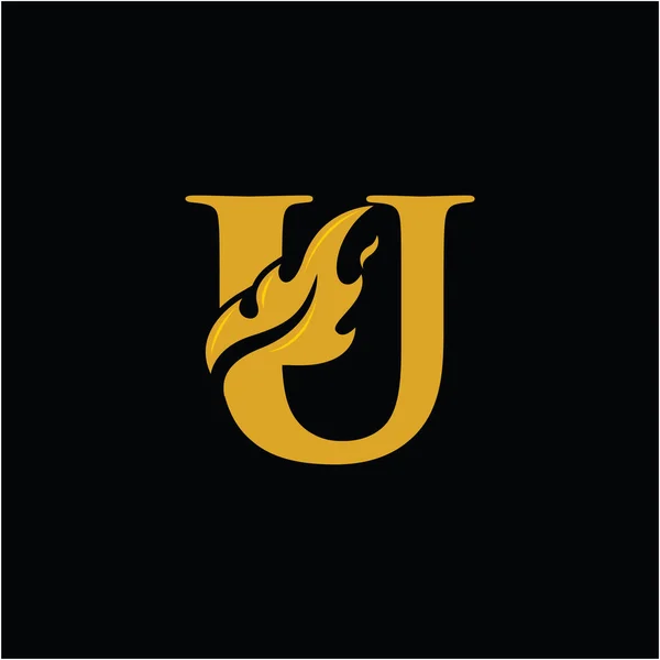 U Carta com fogo fogo logotipo vetor —  Vetores de Stock
