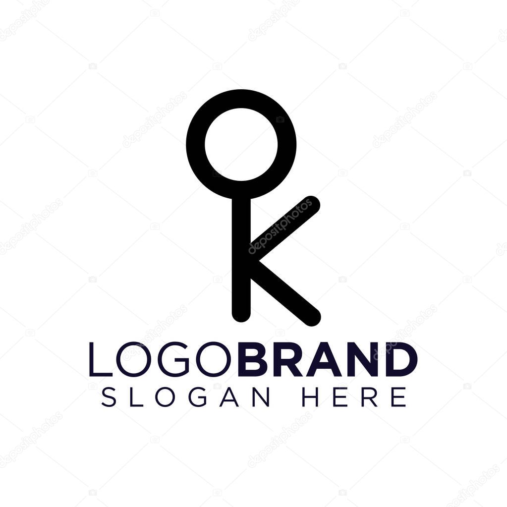 K Letter Key Logo Vector