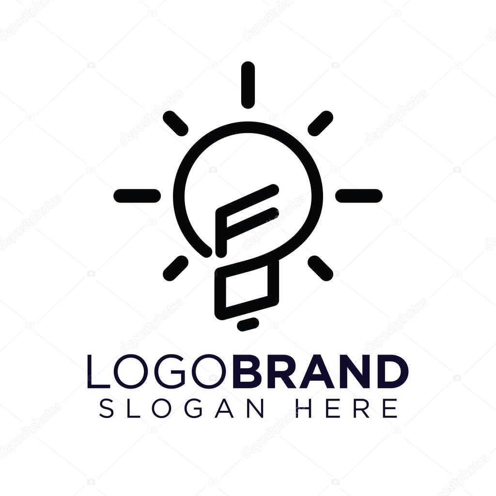 FO Initial Letter with creative bulb Logo vector