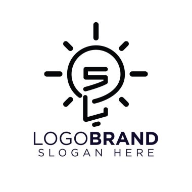 Yaratıcı ampul Logo vektörile Sl İlk Mektup