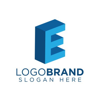 E Harfi 3d Logo vektörü
