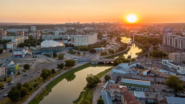 Kharkiv Ukrayna bir yükseklikten şehir panoraması