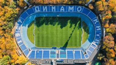 Dinamo Stadyumu, üstten görünüm. Bir helikopter çekim
