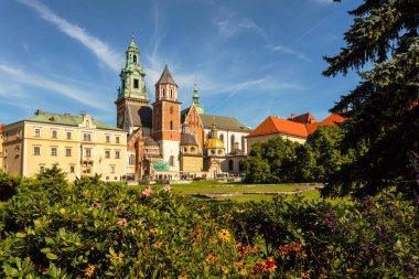 Krakow - Wawel Kalesi gün. Güneş şehirde Krakow güzel fotoğraf