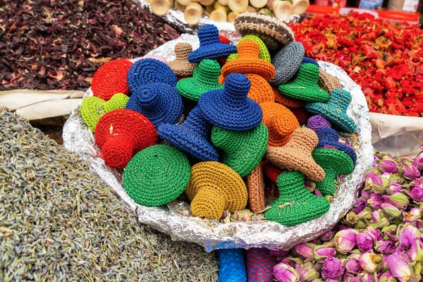 Colorful dish souvenirs for sale in a shop in Morocco