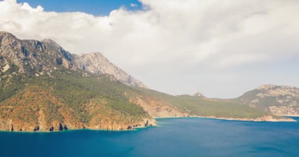 Daytime timelapse of clouds over sea and island Turkey — Stock Video