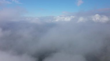 Muhteşem bir yağmur ormanı üzerinde uçan, gün doğumunda sis ile yağmur ormanı üzerinde havadan görünümü. 4k havadan video,