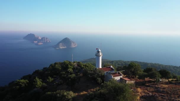 Turquie phare Caledonia paysage étonnant tourné d'une hauteur — Video