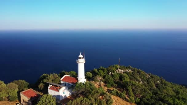 Turkey lighthouse Caledonia amazing landscape shot from a height — Stock Video