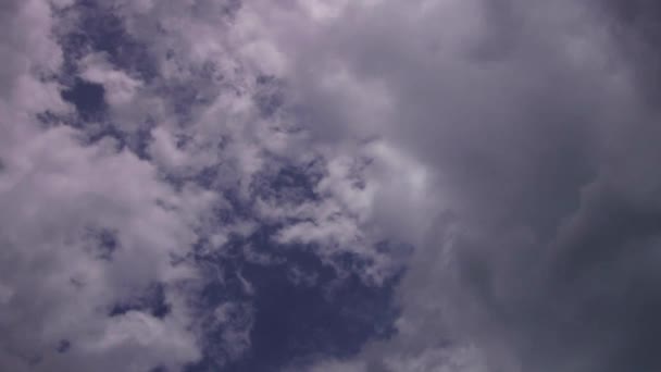 PUFFY CLOUDS, Puffy fofo nuvens brancas azul céu tempo lapso movimento fundo. Céu azul brilhante céu inchado nuvem branca fofa céu nublado nublado. Puffy fofo branco nuvem azul céu fundo . — Vídeo de Stock