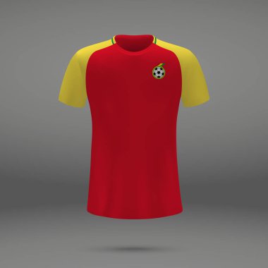 Gana 2018, futbol forma için t-shirt şablon futbol takımı. Vektör çizim