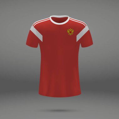 Rusya 2018, futbol forma için t-shirt şablon futbol takımı. Vektör çizim