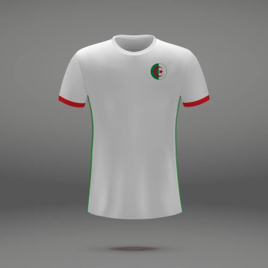 Cezayir 2018, futbol forma için t-shirt şablon futbol takımı. Vektör çizim