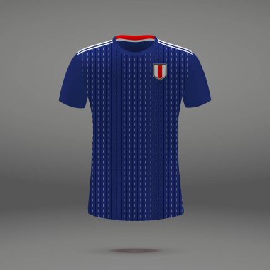 Japonya 2018, futbol forma için t-shirt şablon futbol takımı. Vektör çizim