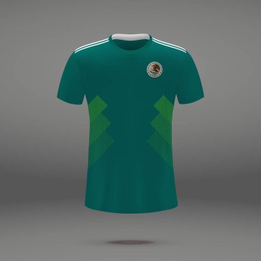 Meksika 2018, futbol forma için t-shirt şablon futbol takımı. Vektör çizim