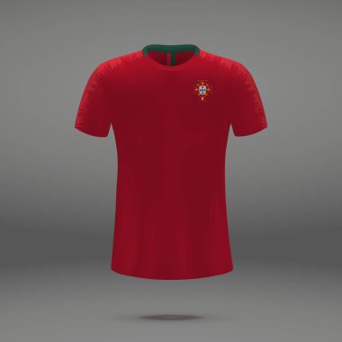 futbol takımı Portekiz 2018, futbol forma için t-shirt şablonu. Vektör çizim