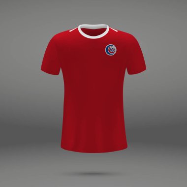 Kosta Rika, futbol forma için t-shirt şablon futbol takımı. Vektör çizim