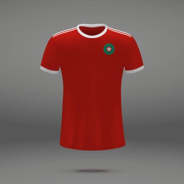 Fas, futbol forma gömlek şablonu futbol takımı. Vektör çizim