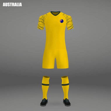 Avustralya 2018, futbol forma için t-shirt şablon futbol takımı. Vektör çizim