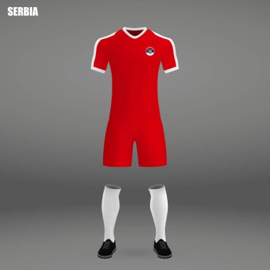 Sırbistan 2018, futbol forma için t-shirt şablon futbol takımı. Vektör çizim