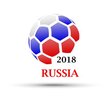 Futbol ana başlık. Rusya Ulusal bayrak renkleri soyut futbol topuyla vektör çizim