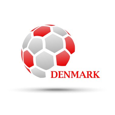 Futbol ana başlık. Danimarka ulusal bayrak renkleri soyut futbol topuyla vektör çizim
