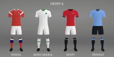 Futbol takımı, futbol forma gömlek şablonu kümesi. Vektör çizim