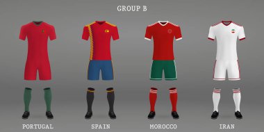 Futbol takımı, futbol forma gömlek şablonu kümesi. Vektör çizim