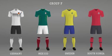 Futbol takımı, futbol forma gömlek şablonu kümesi. Vektör çizim