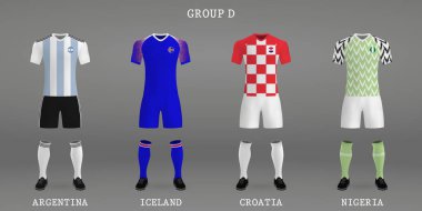 Futbol takımı, futbol forma gömlek şablonu kümesi. Vektör çizim