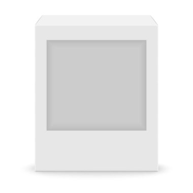 Beyaz arka plan üzerinde tasarımı için gerçekçi beyaz boş kutu. Vektör çizim