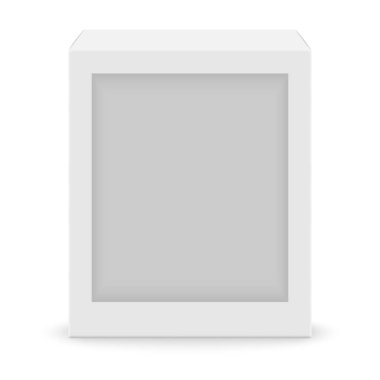 Beyaz arka plan üzerinde tasarımı için gerçekçi beyaz boş kutu. Vektör çizim